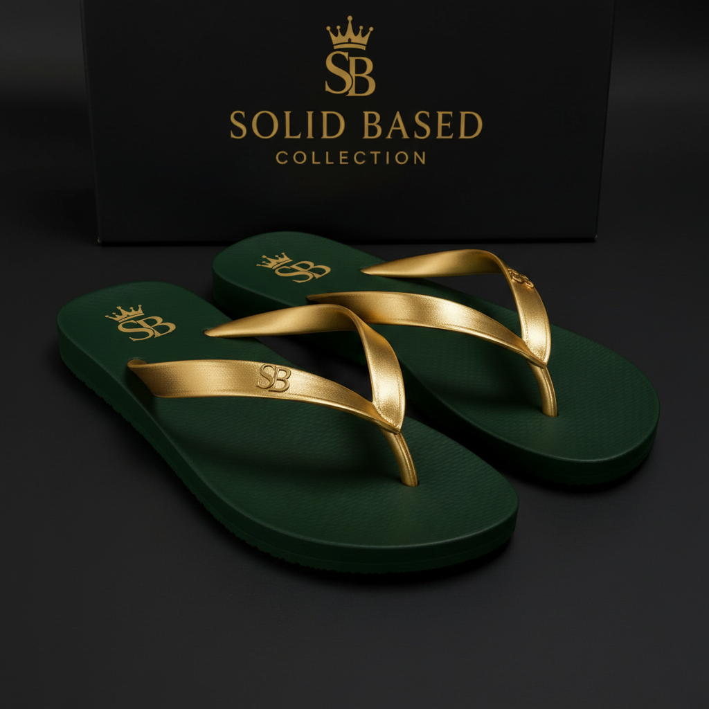 SB Golden Green Flip Flops